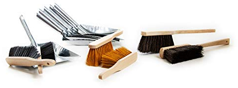 Handfeger und Kehrschaufel Set 6 Stück - praktisches Handfeger-Set mit rostfreien Meallschaufeln, Kokoshandfeger Arengahandfeger Buchenholz