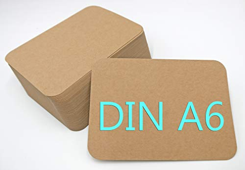 DIN A6 Postkarten Karteikarten Set Blanko zum Selbstgestalten Wahlweise mit Umschlägen und runden Ecken (Kraftpapier braun rund 300g/m², 100 Karten ohne Umschläge)