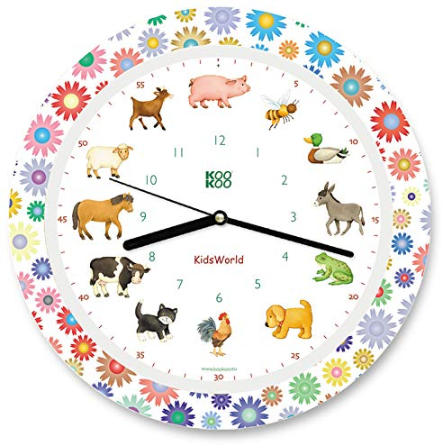 KOOKOO KidsWorld Summer Fun, Bauernhofuhr mit 12 echten Tierstimmen vom Land, Quarzwerk, 34cm