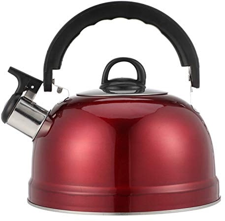 UPKOCH 1. Bouilloire sifflante de 2 l en acier inoxydable - Bouilloire sifflante avec poignée pour cuisine, gaz, camping, cuisinière à gaz