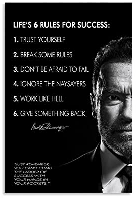 Arnold Schwarzeneggers 6 Regeln für den Erfolg, Grußkarte, Poster, dekoratives Gemälde, Leinwand, Wandkunst, Wohnzimmer, Poster, Schlafzimmer, Malerei, 60 x 90 cm