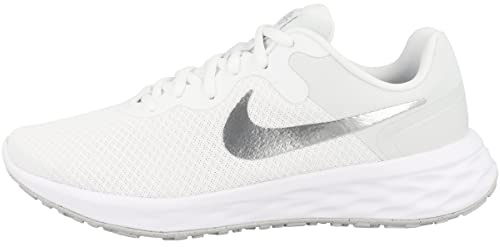 NIKE Women's W Nike Revolution 6 Nn Running Shoe, White Mtlc Silver Pure Platinum, 9.5 UK
