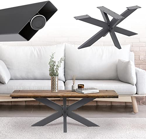 ML-Design Tischgestell Spider 98x58x43 cm, Anthrazit, Kreuzgestell Kreuz X-Design Tischfüße Möbelfüße, Schwerlast Tischkufen Stahl, Metall Tischbeine, DIY Couchtisch, Industriedesign, einfache Montage