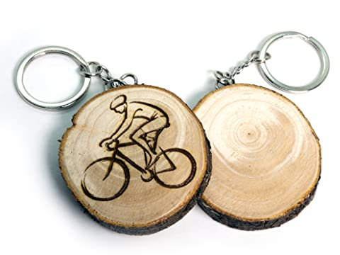 Generico Schlüsselanhänger aus Naturholz mit Radfahrer, Sport