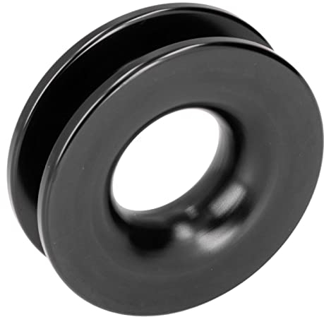 Aramox Recovery Ring Winch Snatch Pulley Winch Snatch Block Pulley Schleppring Aluminiumlegierung für ATV UTV Truck Marine Boat Schäkel(Schwarz)