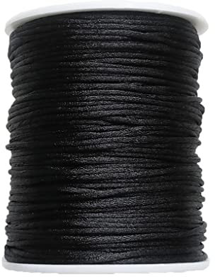 Corda Di Nylon Corda Nera Rattail 1,5 mm 90 Yard Kumihimo Corda Di Seta Satinata Cordoncino Per Perline Fai Da Te