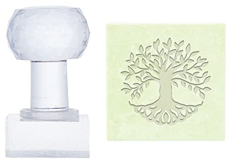 PandaHall Baum Acrylstempel Baum des Lebens Seifenprägung Stempel Seifenstempel Mit Griff Runde Seifenkapitel Prägestempel Für Handgemachte Seife Kekse Ton Töpferstempel Kekse Gummier Herstellung