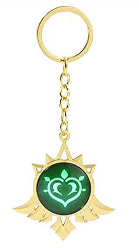 Genshin Porte-clés lumineux en forme de clé avec breloque en forme de jouet Impact Mondstadt Vision Dendro Porte-clés en or Figurine de jeu Porte-clés Genshin Personnage Accessoires Cosplay
