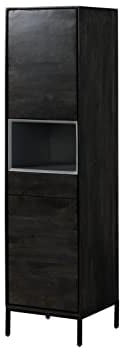 MASSIVMOEBEL24.DE Chicago Highboard Mango/Akazie - Unterschiedliche Farben, Farbe:grau geölt, Größe:45x45x175 cm (BxTxH)
