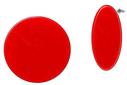 Soul-Cats große Statement Ohrstecker rund Vintage Retro Scheibe Kreis Ø 55 mm, in der Farbe: rot