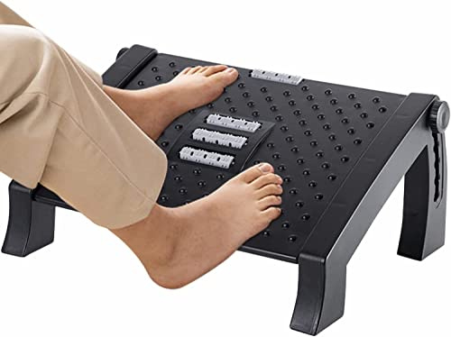 Foot Rest Under Desk, Adjustable Height Footrest for Office, Home | Under Desk Foot Rest for Pressure Relief,Straightening the Hunchback,Comfortable Large Roller Massage,Ergonomic Foot Stool
