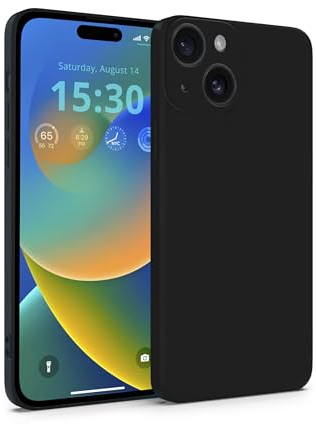 MyGadget Hülle Kompatibel mit iPhone 15 - robuste Silikon Schutzhülle TPU Case Slim Silikonhülle - Back Cover Kratzfest Handyhülle - Matt Schwarz