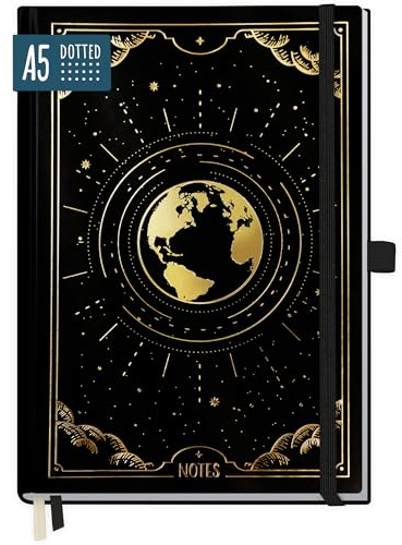 paper&you® Premium Journal dotted A5 New Adventures, carta spessa 120g/m², 188 pagine numerate, agenda con griglia tratteggiata - Sostenibile & rispettoso con il clima