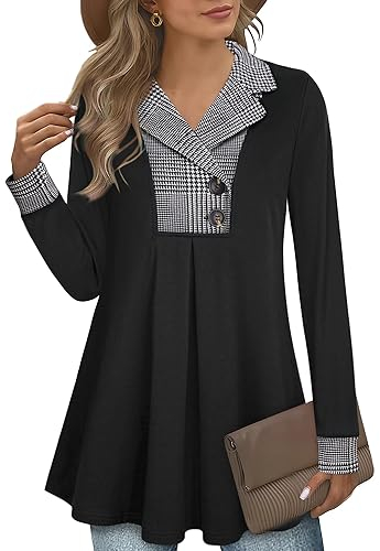 Datuhao Elegantes Sweatshirt Damen Lang Geschnitten Winter Warm Dünne Pullover Festlich V-Ausschnitt Modern Langärmel Shirt A-Form Longpullover Lässig für Leggings