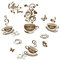 SUPERDANT Coffee Time Decals Brown Coffee Theme Wall Stickers Coffee Cup Stickers Decor Coffee Cup Coffee Beans Wall Decor Butterflies Coffee Bar Restaurant Kitchen Decor Wall Sticker Vinyl Transfer
