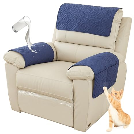 HonunG Sessel überzug,Sesselschoner Mit Armlehnesesselschoner, Sesselschoner,Sofa Bezug,Anti-Rutsch Wasserdicht Waschbar Armkappen Für 1 2 3 Sitzer (Navy Blau,2 Sitzer | 4 STK)