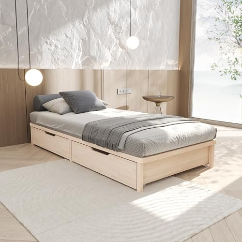 Hansales Base de Lit Sommier 80x190 cm Lisette - Lattes en Bois Massif pour Un Soutien Optimal et Confortable - Écologique et Durable