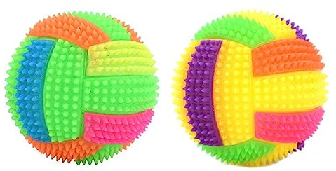 Myazs Hundespielzeug Ball Bunt Mit Licht Zähne Reinigung Kauspielzeug Quietschen Gummibälle Für Kleine & Große Hunde Hund Quietschen Ball Spielzeug Langlebig Klein