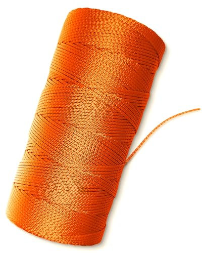 Orange Mason Line – #18 – Corde en nylon tressé – 300 m de long – Ficelle en nylon pour outils de jardinage ou de maçonnerie – Corde de construction parfaite pour un niveau de corde, ficelle pour le