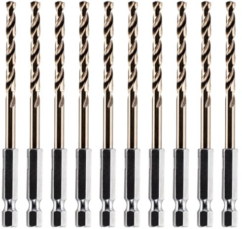 Rennie Tools - Box of 10 x 4.2mm Hex Shank HSS Gold Cobalt Jobber Drill Bit Set For Stainless Steel, Hard Metals, Aluminium, Cast Iron, Copper. Twist Drill Bit Sets. 4.2mm Drill Bits Metric Drill Set