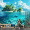 Tapete Fototapete 3d Effekt Wallpaper Delphin Pflanze Bauminsel 100x70cm XXL 3D Wandbild Wandtapete für Wohnzimmer Schlafzimmer Kinderzimmer Wanddekoration