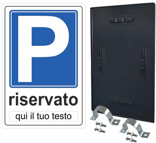 Pubblimania PARCHEGGIO RISERVATO PER PALETTO, Con Personalizzazione in metallo, completo di staffe e bulloni (Parcheggio Riservato 40x60)