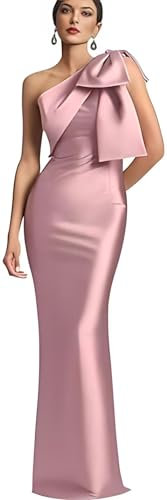 BABYONLINE D.R.E.S.S. Robe Femme Longue Demoiselle d'honneur Longue Robe pour Mariage Invitée Femme à la Mode avec Fente Noir Rose Poudré 42
