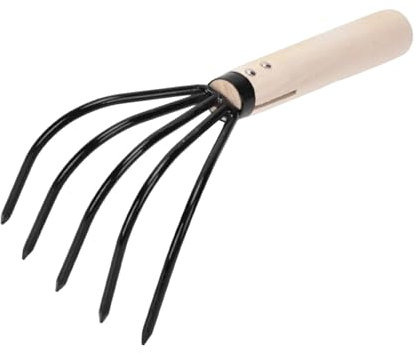 LOVIVER Râteau de jardin à 5 dents, râteau à main de jardin, râteau à griffes portable pour creuser les fruits de mer, desserrer la culture du désherbage, 23cmx10cm
