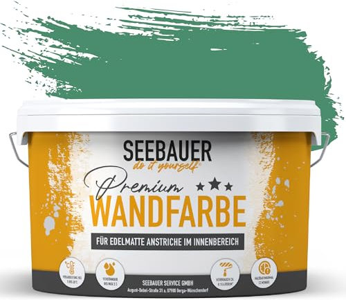 SEEBAUER diy Peinture murale vert pour intérieur (No. 749 Pine Bloom 5,0 Litre) Tons vert haute opacité