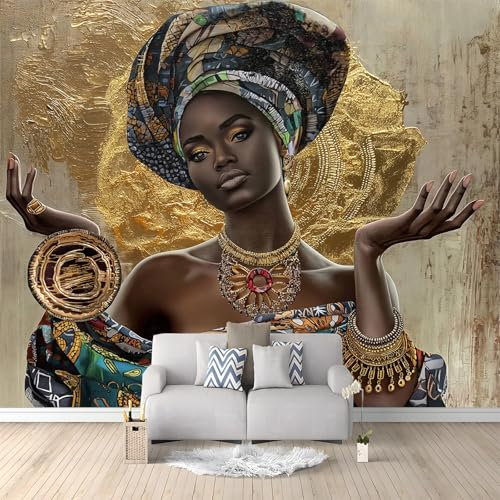 Papier Peint 3D Bijoux Pour Femmes Africaines 250x175 cm Panoramique Peinture Murale Interieur pour Salon Chambre à Coucher D'Enfant Maison Décoration Murale