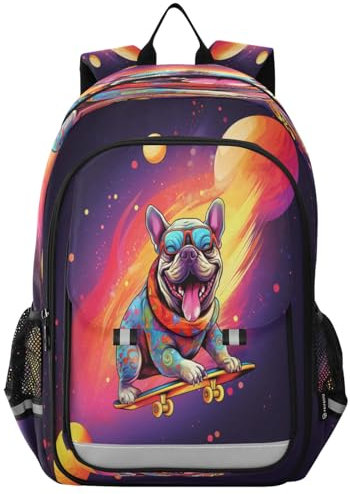 Mnsruu Skateboard-Rucksack für Jungen, Mädchen, Studenten, Schule, Büchertasche, Reise-Tagesrucksack, mehrfarbig, One size