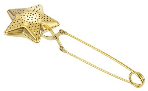 sourcing map 1 Pcs Star Snap Tea Ball Infuser with Handle, Loose Tea Steeper, Stainless Steel Tea Strainer for Brew Loose Leaf Tea, Gold