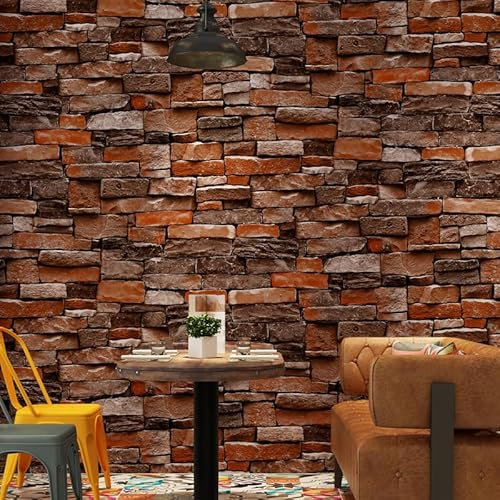 Papier Peint Intissé Blocs Rouges Papier Peint 3D pour La Maison Chambre Adulte Salon Décoration,Papier Peint Mural,Papier Peint Toilette 10,05 M X 0,53 M