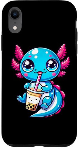 Hülle für iPhone XR Bobalotl Kawaii Axolotl Drinking Boba Tea Cute Anime
