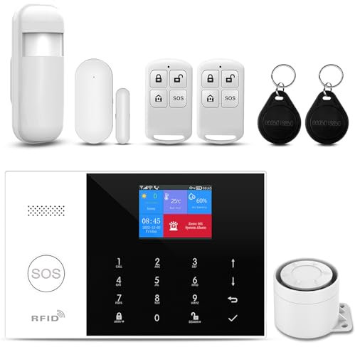 XNH gsm/WiFi Alarma doméstica inalámbrica, 8 Unidades WiFi para el hogar, Sistema de Alarma con aplicación, Sirena de 120 dB, Sensor de Puerta y Ventana, Detector de Movimiento, Control Remoto