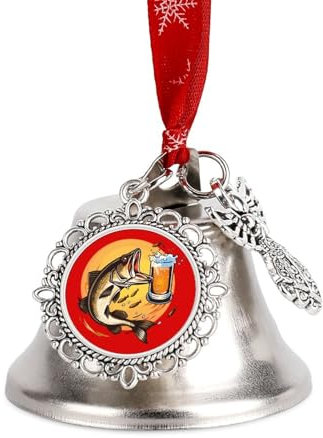 Bier, Fisch, Bass, Fisch, Fischer, Weihnachtsglocke, Metallglocken, Ornamente, Weihnachtsbaumschmuck, Anhänger für Festdekoration, Flügelglocke