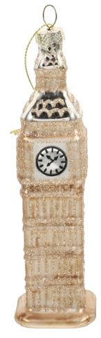 Cabilock Glasornament Uhrturm in Gebäudemodell-Form Dekorative Skulptur Für Weihnachts-Accessoires Partyfigur Als Baumschmuck Oder Retro-Dekoration Für Wohnzimmer Und Schlafzimmer