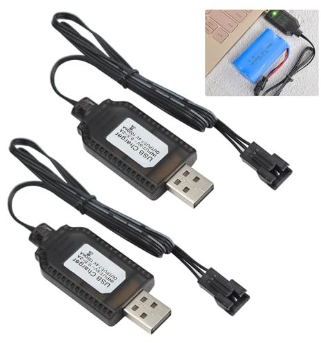 RC Ladekabel 7,4V LiPo Akku Ladegerät USB Kabel mit SM-3 PIN Stecker, kompatibel mit RC Autos, Drohnen, Quadcopter,Ferngesteuerten Spielzeugen,Sicheres Laden und Überladeschutz (SM-3Pin 2PCS)