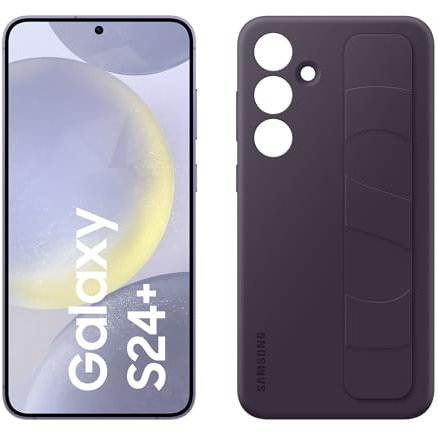 Samsung Galaxy S24+ AI Smartphone, 12 GB RAM, 512 GB Speicher, Cobalt Violet, 3 Jahre Herstellergarantie + Standing Grip Case Dark Violet