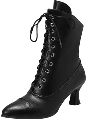 EJIMUQO Regalini Natale Stivali Camoscio Donna Stivali Bianchi Donna Punta Tonda Stivaletti Vernice Nera Donna Stivali Tacco 5 Cm Con Risvolto Stivali Neri Bassi Eleganti Donna