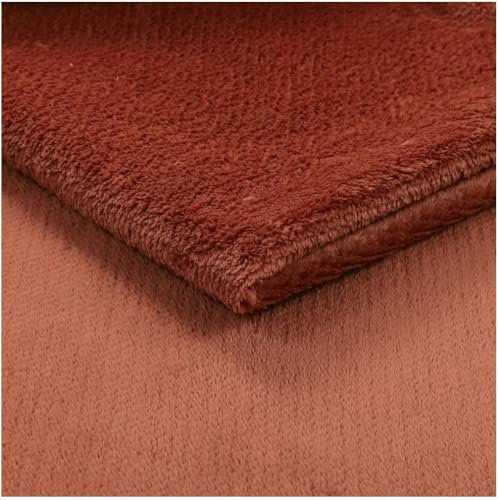 Fabreco SOROEN Polsterstoff Meterware – Weicher Plüsch-Stoff, 140 cm breit, vielseitiger Möbelstoff für Sofas, Sitzkissen, Polsterbezüge und Dekoration - Lachsrosa