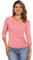 Allegra K Women's V Neck Blouse 3/4 Sleeves Solid Knitted Buttons Decor Ruched Top Coral Pink M