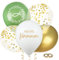 BETESSIN 24 Stück Kommunion Luftballons Grün Gold Weiß - 12 Zoll Meine Kommunion Ballons aus Latex - Erstkommunion Deko für Junge und Mädchen