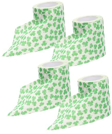 TOKIDNY 4rouleaux Papier Toilette Forme De Trèfle Pour Saint-patrick De Papier Hygiénique Doux Et Résistant Décorations De Salle De Bains Et Accessoires De Fête