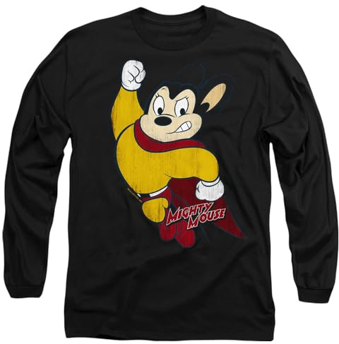 Mighty Mouse Unisex Mighty Mouse Classic Hero Mens Long Sleeve T Shirt T-Shirt (Pack of 1)
