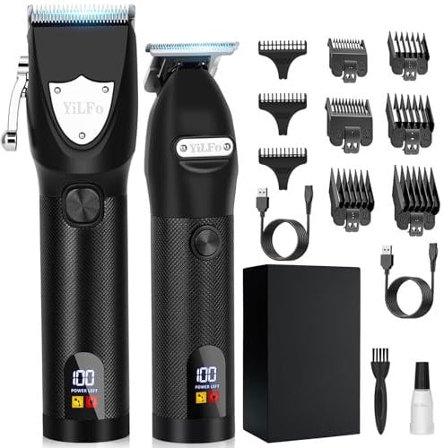 YiLFo Haarschneidemaschine Profi, Barttrimmer Herren, Bartschneider Haarschneider Set, Rasierer Herren Elektrisch Kabellos Haartrimmer, Multifunktionaler Trimmer für Haar Bart Barber Familie