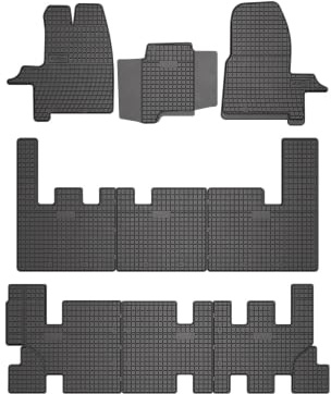 Wielganizator SolidPRO Gummimatten passend für Ford Tourneo Custom I (2012-2023) | Qualität: Premium - Genaue Passform, rutschfest 9-teilig Fußmatten- Schwarz