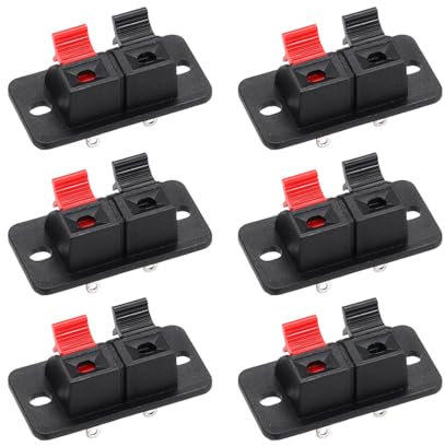 sourcing map 2 Way Spring Speaker Terminal Clip Push Release Connector Audio Cable Terminals Strip Block WP2-204 12Pcs