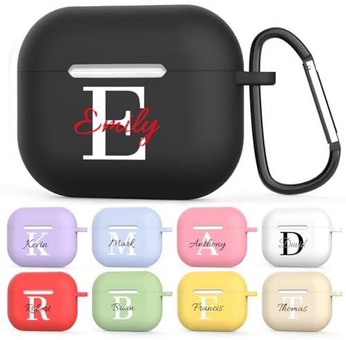 Custom Personalized Name/Text for AirPods 3 Case Cover 2021,Soft TPU Protective Case for Apple AirPod 3rd Generation Cases with Keychain(Airpods 3 Case)