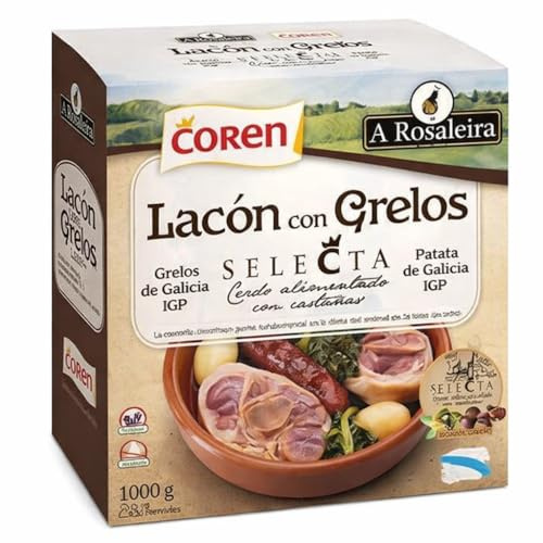 Lacón con Grelos en Conserva 1 kg Plato Tradicional Gallego Listo para Calentar Receta Auténtica Sin Gluten Carne de Cerdo y Patata Gallega